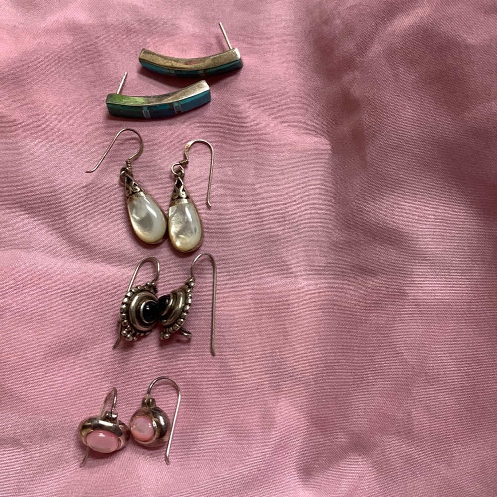 Vintage 925 silver earrings 4 pairs